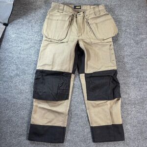 Blaklader Pants Mens 35x30 Beige Canvas Carpenter Workwear Reinforced Knees